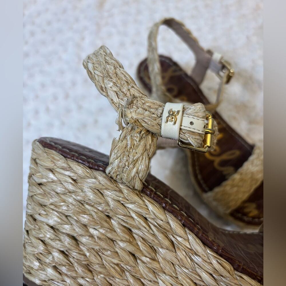 Sam Edelman NEW Deena Natural Raffia Wedge Sandal w/ Ankle Strap 10 - Picture 5 of 8